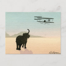 Elephant and Biplane, waterverf, jaren 1910