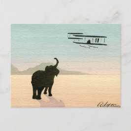 Elephant and Biplane, waterverf, jaren 1910 Briefkaart