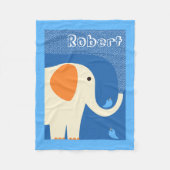 Elephant and Blue Birds fleece deken (Voorkant)