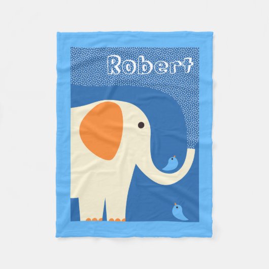 Elephant and Blue Birds fleece deken (Voorkant)