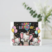 Elephant and heart shaped balloons postcard briefkaart (Staand voorkant)