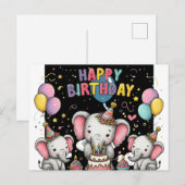 Elephant and heart shaped balloons postcard briefkaart (Voorkant / Achterkant)