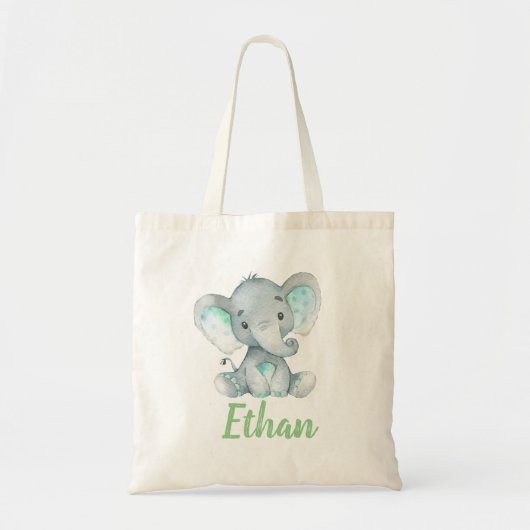 Elephant and Name Print Canvas tas (Voorkant)