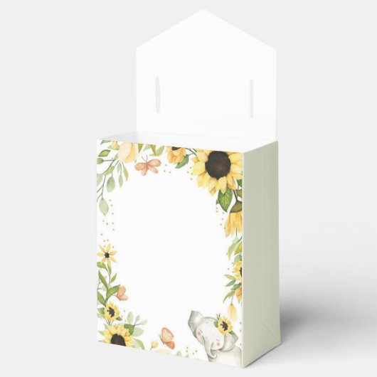 Elephant and Sunflower Animal First Birthday  Bedankdoosjes (Geopend)