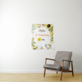 Elephant and Sunflower Animal First Birthday Wandkleed (In situ)