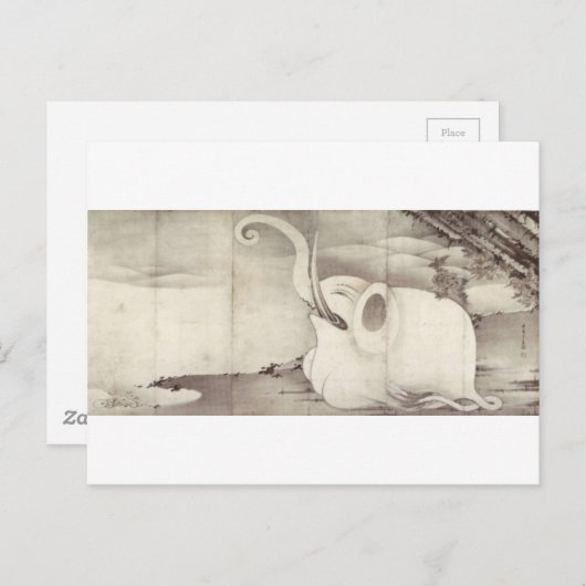Elephant and Whale (diptych) van Ito Jakuchu Briefkaart (Voorkant / Achterkant)