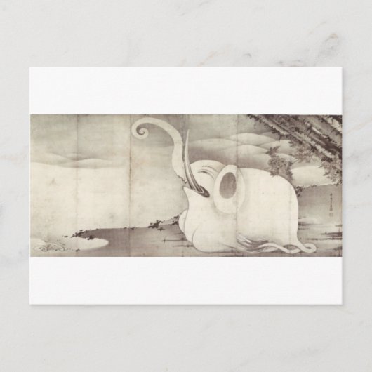 Elephant and Whale (diptych) van Ito Jakuchu Briefkaart (Voorkant)
