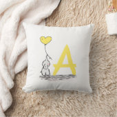 Elephant and Yellow Heart Balloon Monogram Nursery Kussen (Deken)