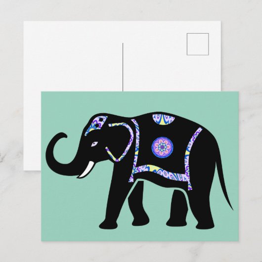 Elephant Animal Abstract Decorative Patterns Briefkaart (Voorkant / Achterkant)