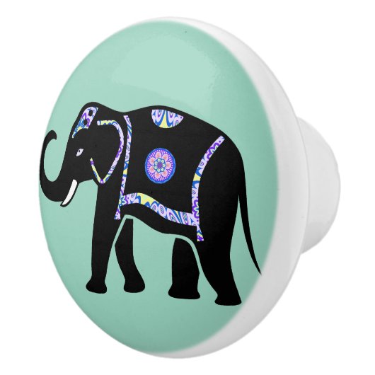 Elephant Animal Abstract Decorative Patterns Keramische Knop (Rechts)