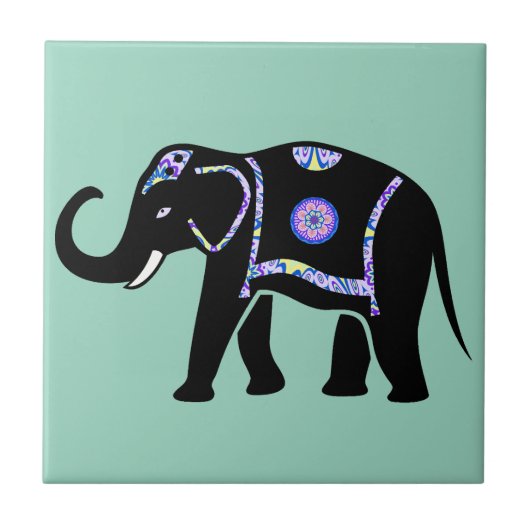 Elephant Animal Abstract Decorative Patterns Tegeltje (Voorkant)