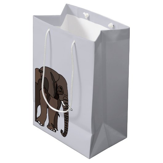 Elephant Animal Art Medium Cadeauzakje (Voorkant Gekanteld)
