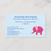 Elephant Animal Children Book Writer Visitekaartje (Achterkant)
