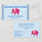 Elephant Animal Children Book Writer Visitekaartje (Voorkant / Achterkant)