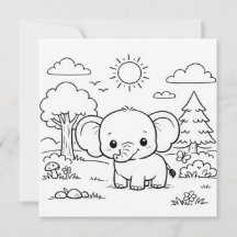 Elephant Animal Kids Coloring Page 
