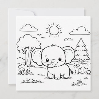 Elephant Animal Kids Coloring Page 