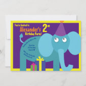 Elephant Animal Kind Birthday Party Invitations Kaart (Voorkant)