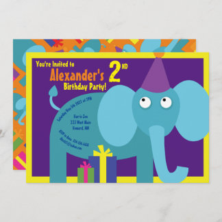 Elephant Animal Kind Birthday Party Invitations Kaart