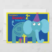 Elephant Animal Kind Birthday Party Invitations Kaart (Voorkant)