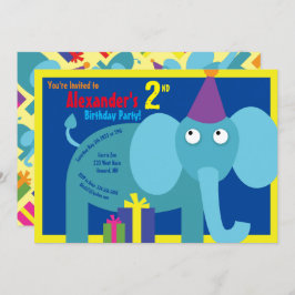 Elephant Animal Kind Birthday Party Invitations Kaart