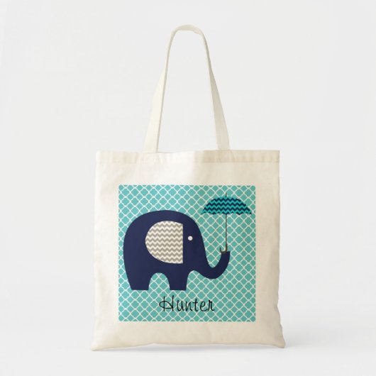 Elephant Aqua Pattern Chevron Umbrella Custom Bag Tote Bag (Voorkant)