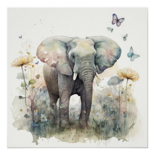 Elephant aquarel kunst perfect poster (Voorkant)