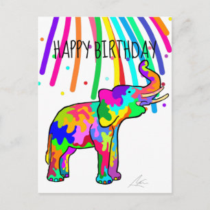 Elephant Art Birthday Briefkaart