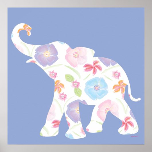 Elephant Art Waterverf Pattern Grafisch Modern Poster (Voorkant)