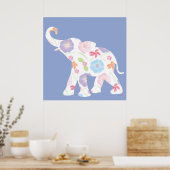 Elephant Art Waterverf Pattern Grafisch Modern Poster (Keuken)