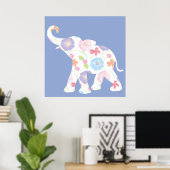 Elephant Art Waterverf Pattern Grafisch Modern Poster (Thuiskantoor)