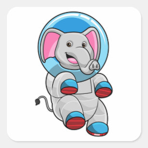 Elephant as Astronaut in Glass sphere Vierkante Sticker