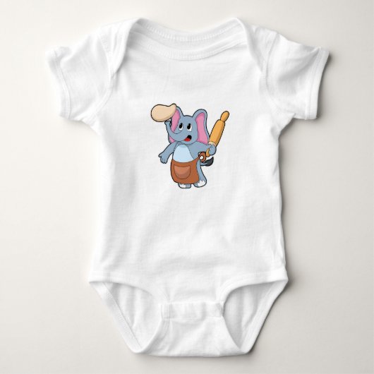 Elephant as Cook with Rolling pin & Dough Romper (Voorkant)
