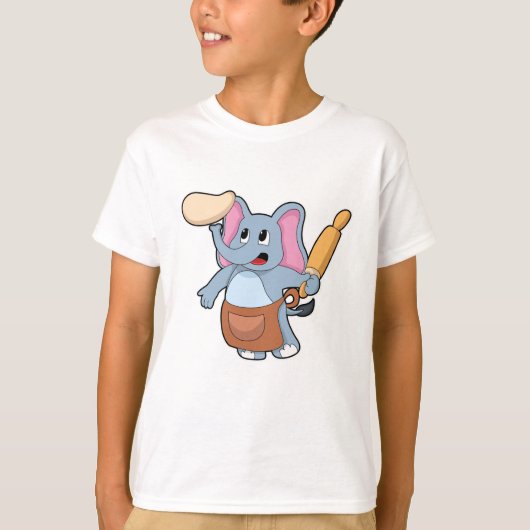 Elephant as Cook with Rolling pin & Dough T-shirt (Voorkant)