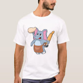 Elephant as Cook with Rolling pin & Dough T-shirt (Voorkant)