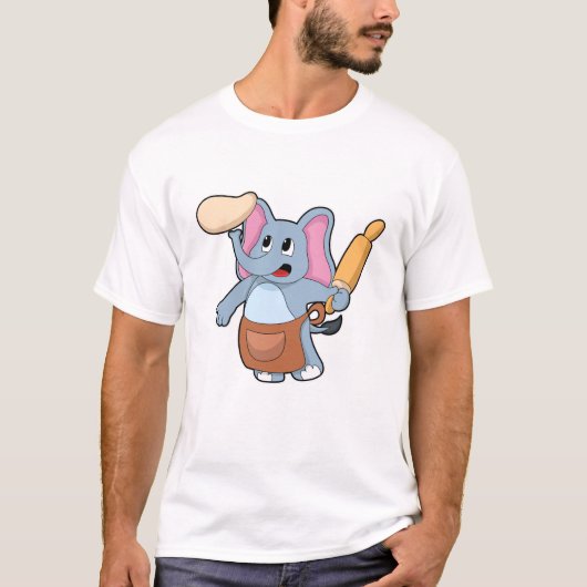 Elephant as Cook with Rolling pin & Dough T-shirt (Voorkant)