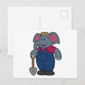 Elephant as Farmer with Shovel Briefkaart (Voorkant / Achterkant)