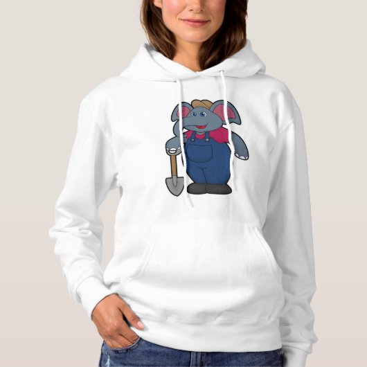 Elephant as Farmer with Shovel Hoodie (Voorkant)