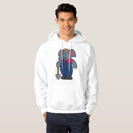 Elephant as Farmer with Shovel Hoodie (Voorkant volledig)