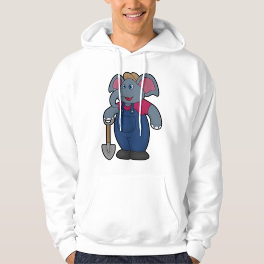 Elephant as Farmer with Shovel Hoodie (Voorkant)