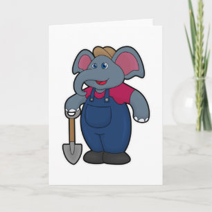 Elephant as Farmer with Shovel Kaart