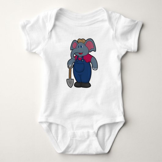 Elephant as Farmer with Shovel Romper (Voorkant)