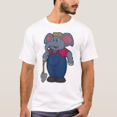 Elephant as Farmer with Shovel T-shirt (Voorkant)