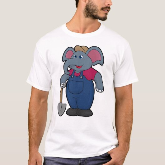 Elephant as Farmer with Shovel T-shirt (Voorkant)