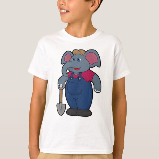 Elephant as Farmer with Shovel T-shirt (Voorkant)