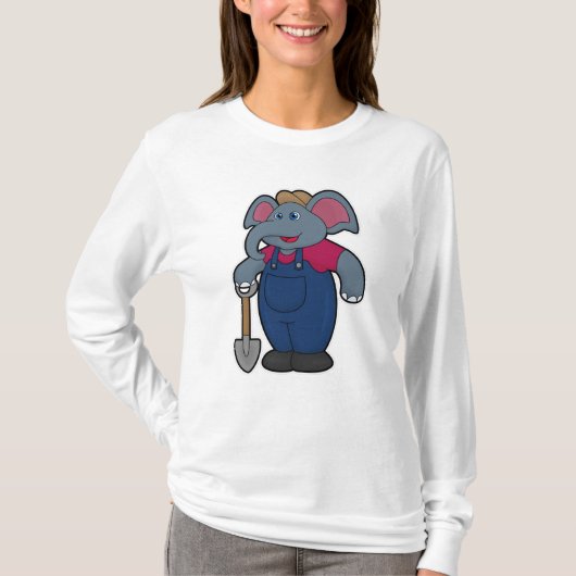 Elephant as Farmer with Shovel T-shirt (Voorkant)