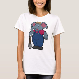 Elephant as Farmer with Shovel T-shirt