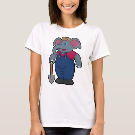 Elephant as Farmer with Shovel T-shirt (Voorkant)
