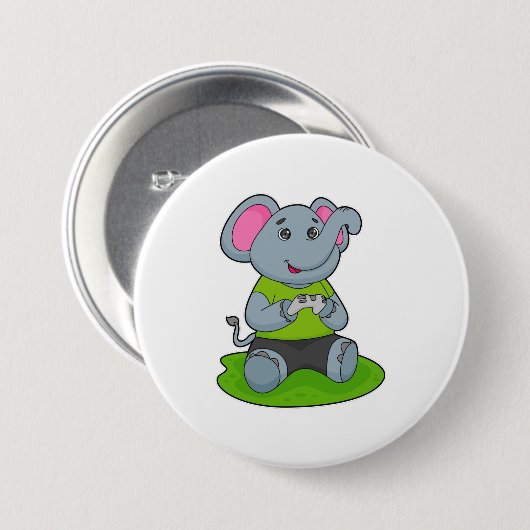 Elephant as Gamer Ronde Button 7,6 Cm (Voorkant /achterkant)