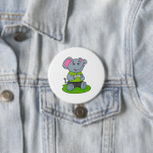 Elephant as Gamer Ronde Button 7,6 Cm (In situ)
