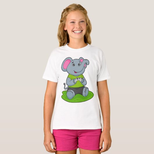 Elephant as Gamer T-shirt (Voorkant volledig)